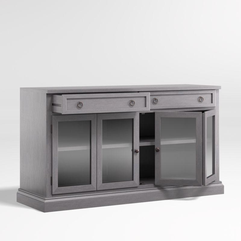 Cameo Dove Grey Storage Media Console with Glass Doors