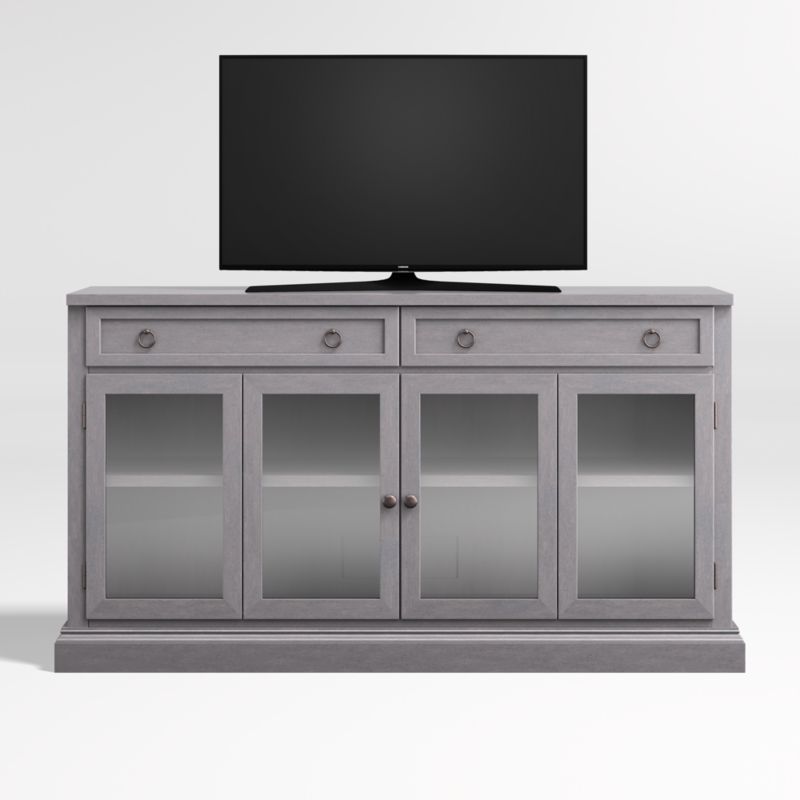 Cameo Dove Grey Storage Media Console with Glass Doors