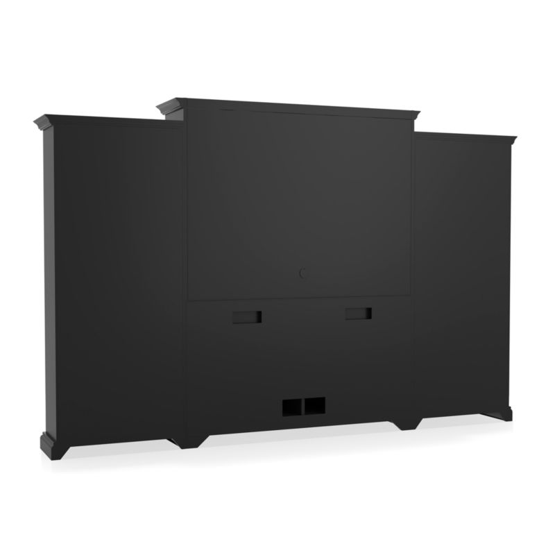 Cameo 4-Piece Bruno Black Glass Door Wall Unit with Open Bookcases