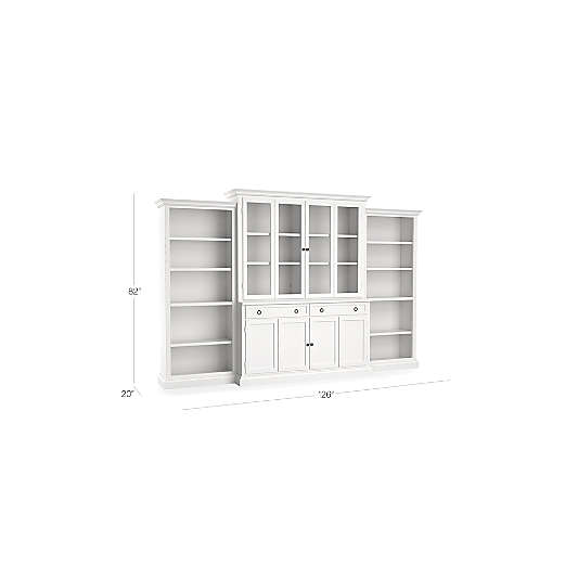 Cameo 4-Piece White Glass Door Wall Unit with Open Bookcases