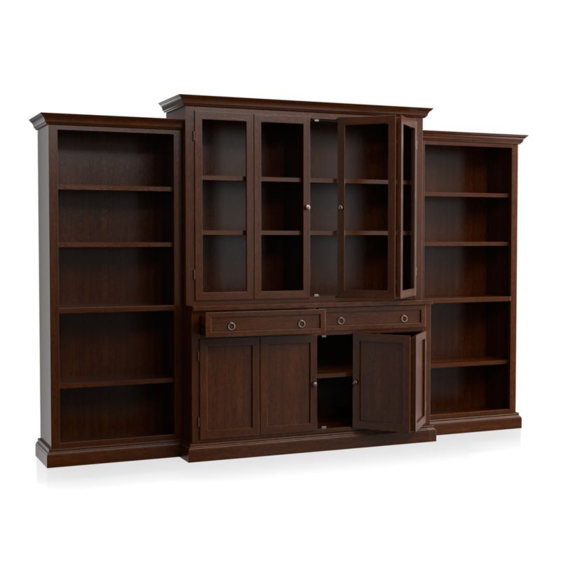 Cameo 4-Piece Aretina Glass Door Wall Unit with Open Bookcases