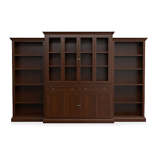 Cameo 4-Piece Aretina Glass Door Wall Unit with Open Bookcases