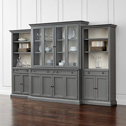 Cameo 4 Piece Modular Grey Glass Door Wall Unit With Storage Bookcases Reviews Crate Barrel - Modular Wall Storage Units