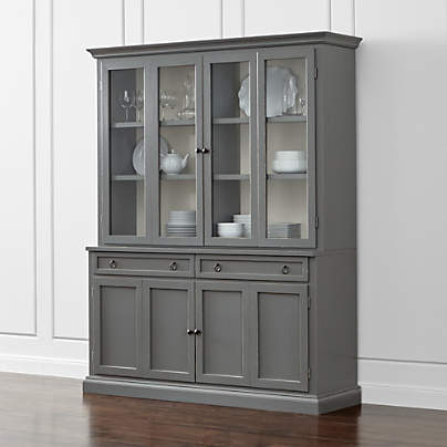 Cameo 2 Piece Grey Entertainment Center, Grey China Cabinet With Hutch