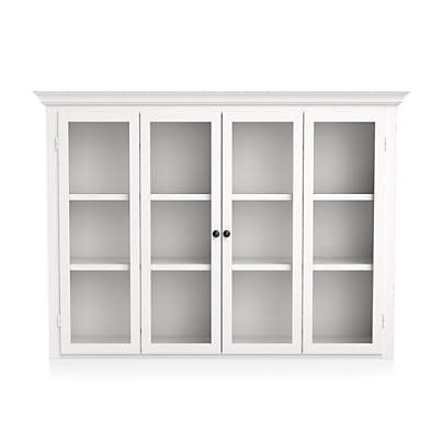 Cameo 4 Piece White Glass Door Wall, Off White Bookcase With Glass Doors