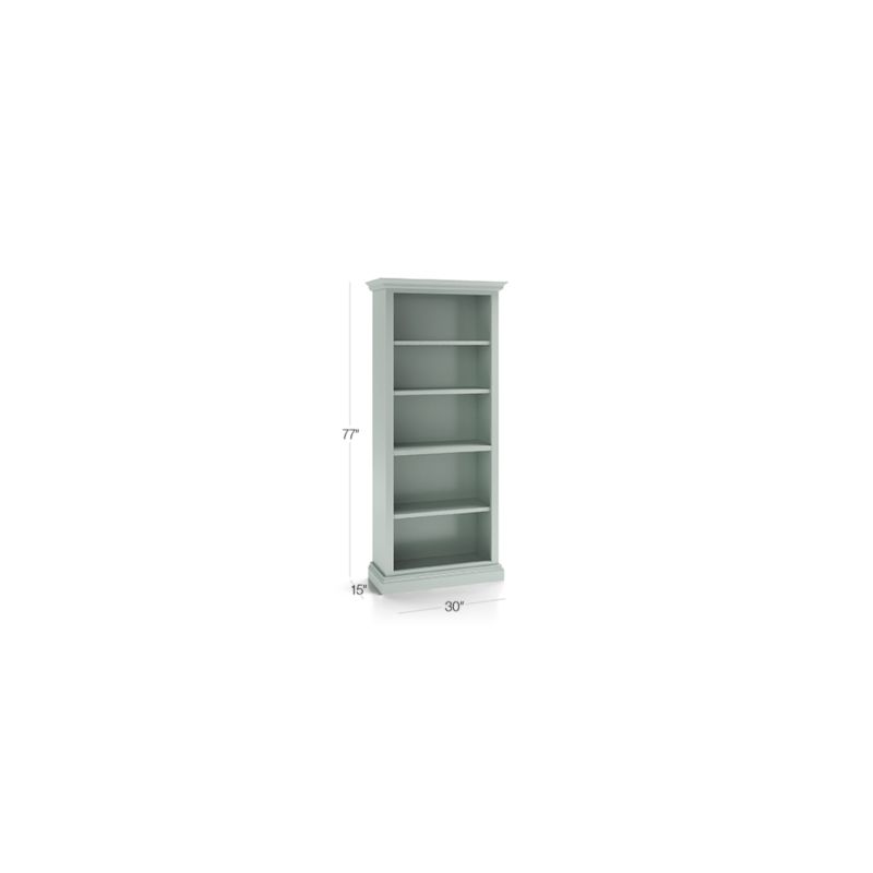 Cameo Blue Grey Open Bookcase with Full Crown