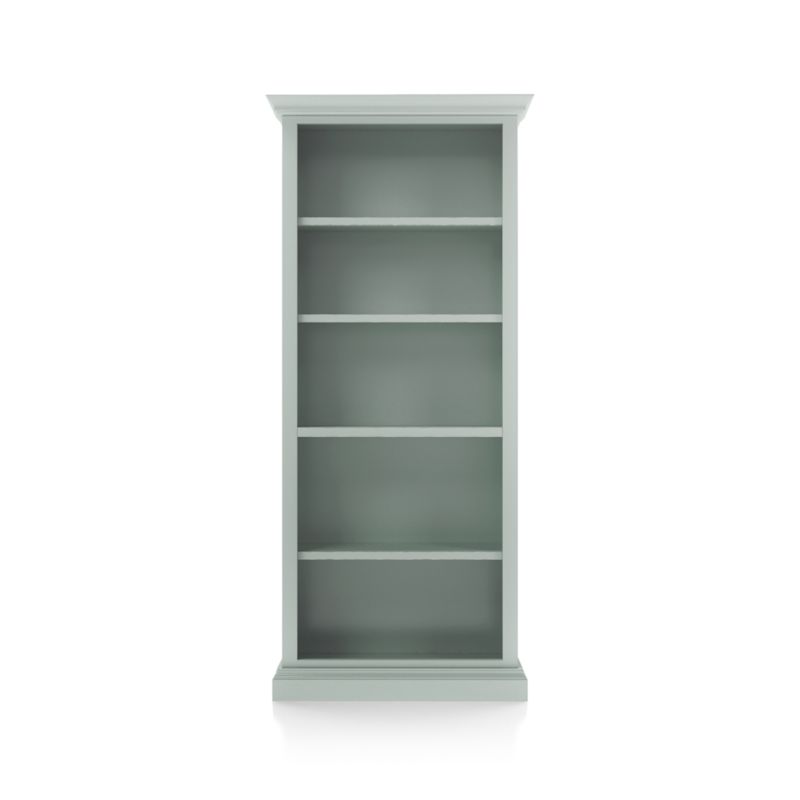 Cameo Blue Grey Open Bookcase with Full Crown