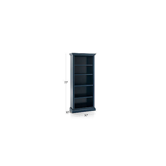 Cameo Indigo Open Bookcase with Full Crown