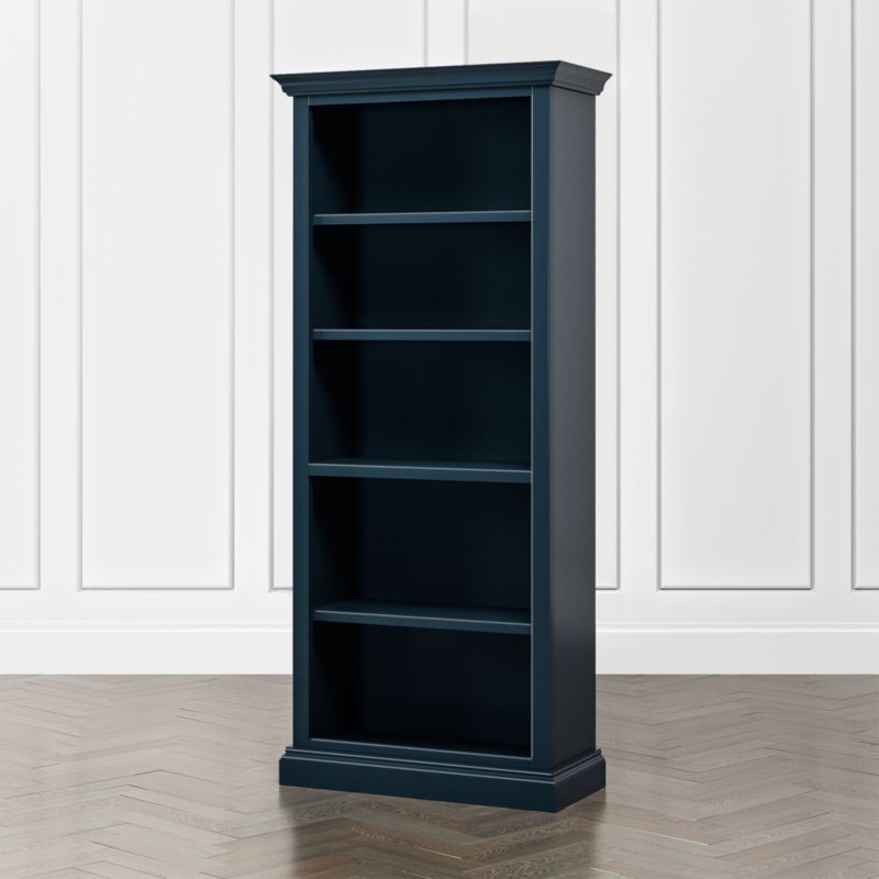 Cameo Indigo Open Bookcase with Full Crown