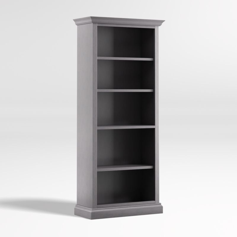 Cameo Dove Grey Open Bookcase with Full Crown