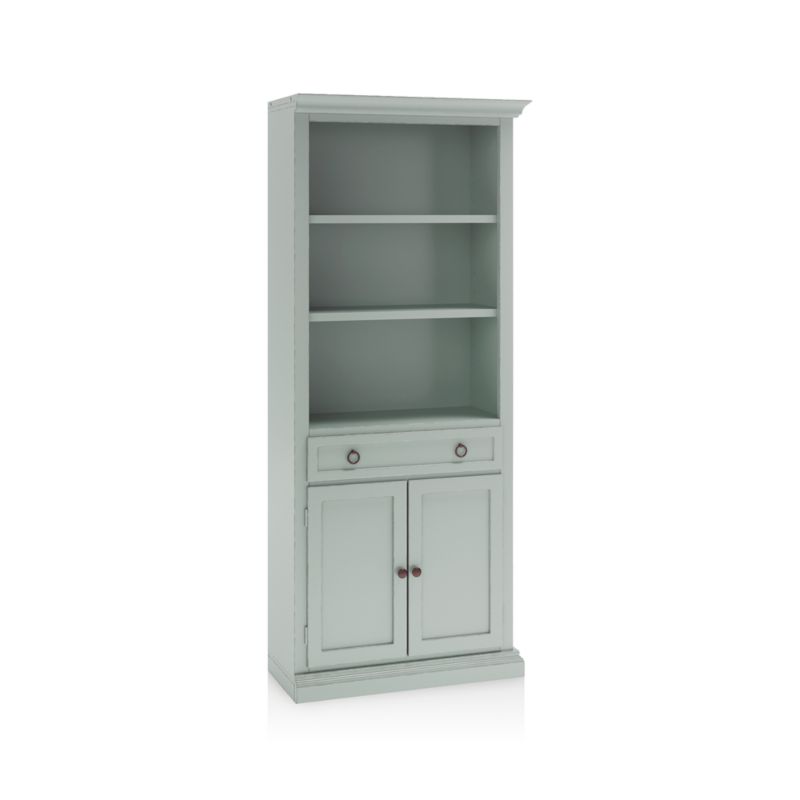 Cameo Blue Grey Storage Bookcase with Right Crown