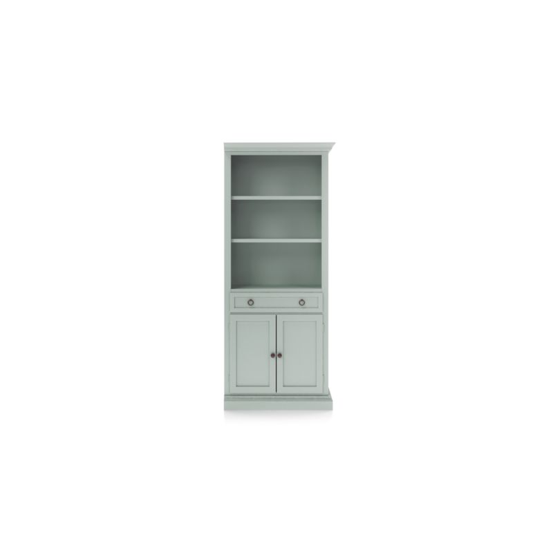 Cameo Blue Grey Storage Bookcase with Right Crown