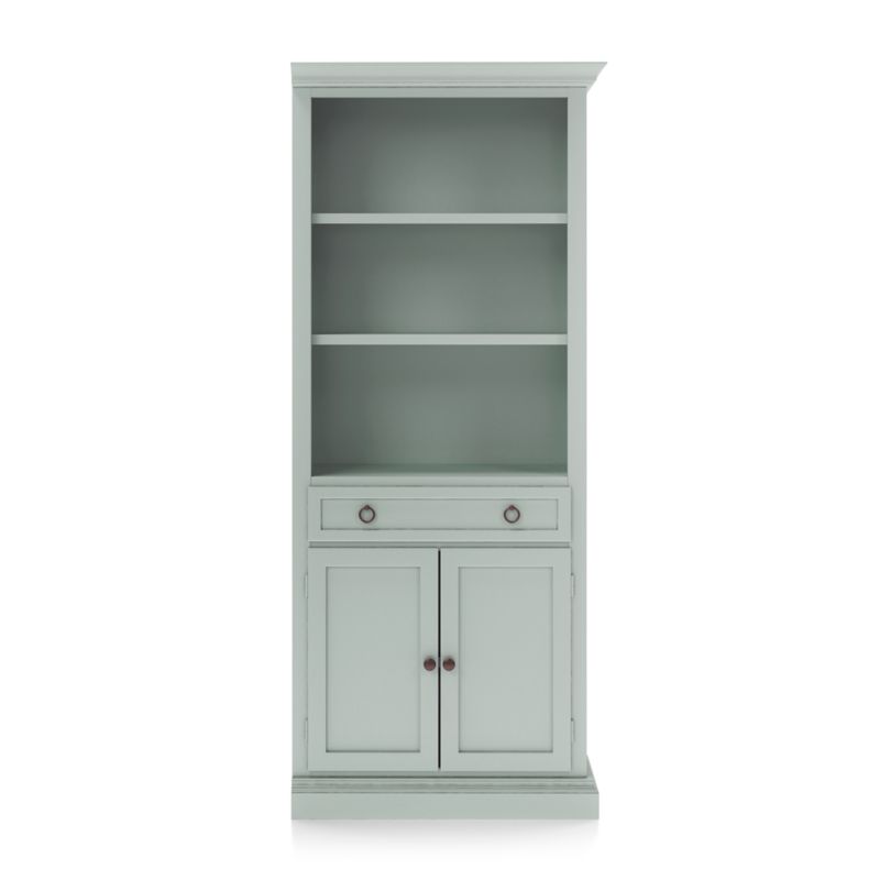 Cameo Blue Grey Storage Bookcase with Right Crown