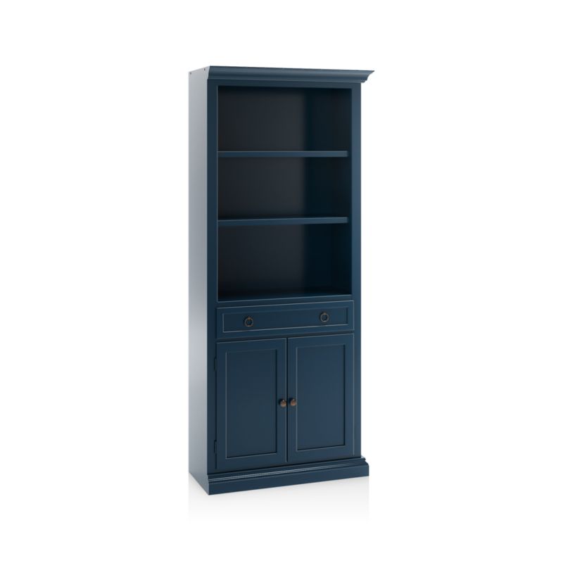 Cameo Indigo Storage Bookcase with Right Crown