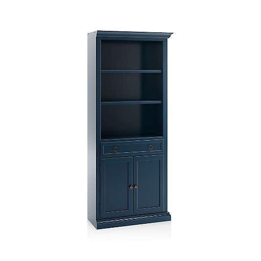 Cameo Indigo Storage Bookcase with Right Crown