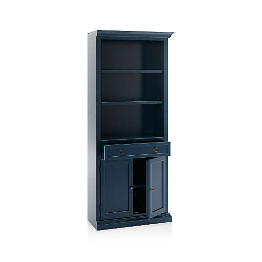 Cameo Indigo Storage Bookcase with Right Crown