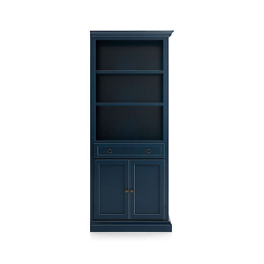 Cameo Indigo Storage Bookcase with Right Crown