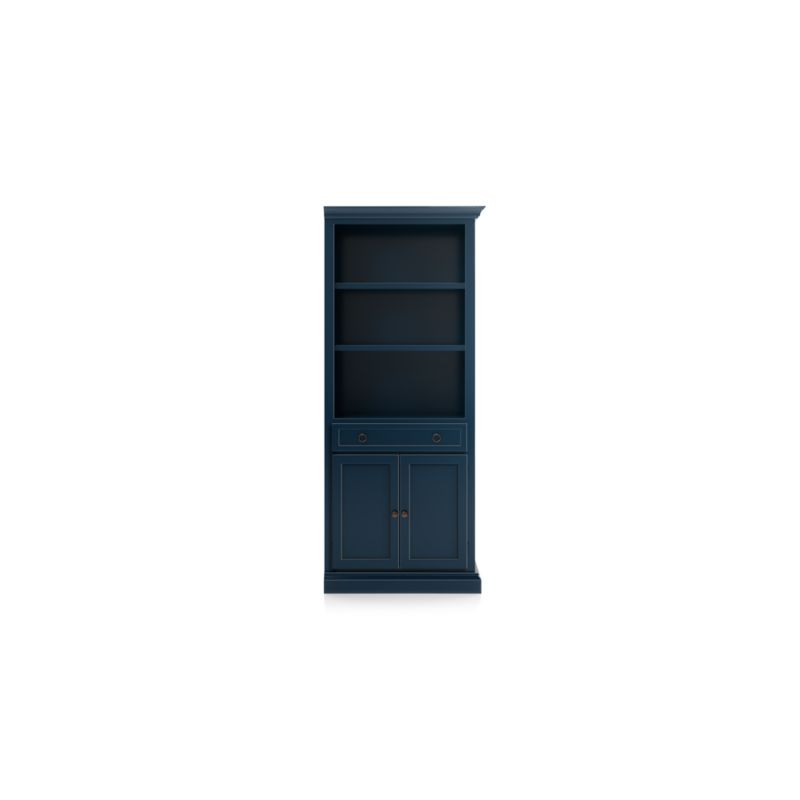 Cameo Indigo Storage Bookcase with Right Crown