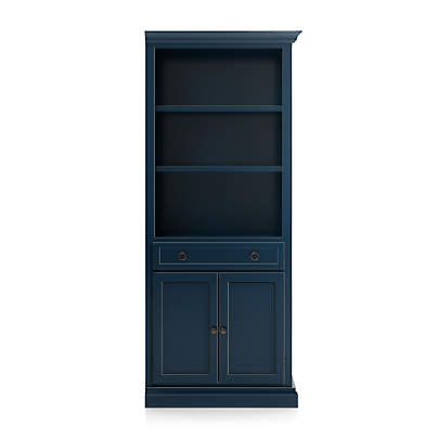 Cameo Indigo Storage Bookcase with Right Crown