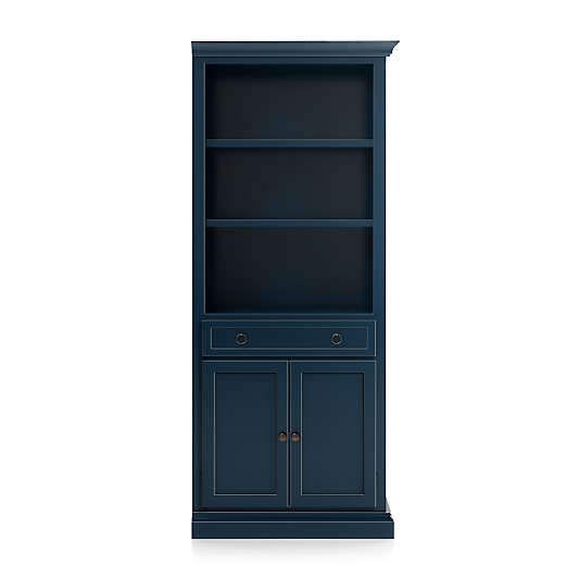 Cameo Indigo Storage Bookcase with Right Crown