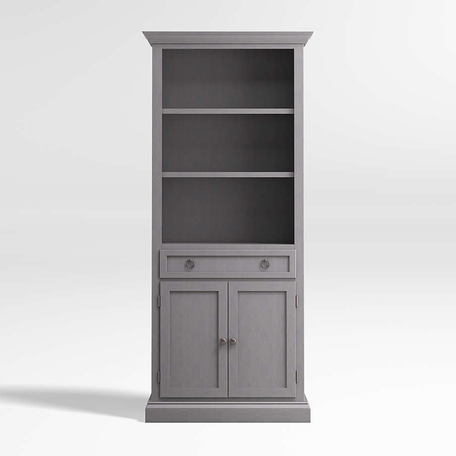 Cameo Dove Grey Storage Bookcase with Full Crown + Reviews Crate & Barrel