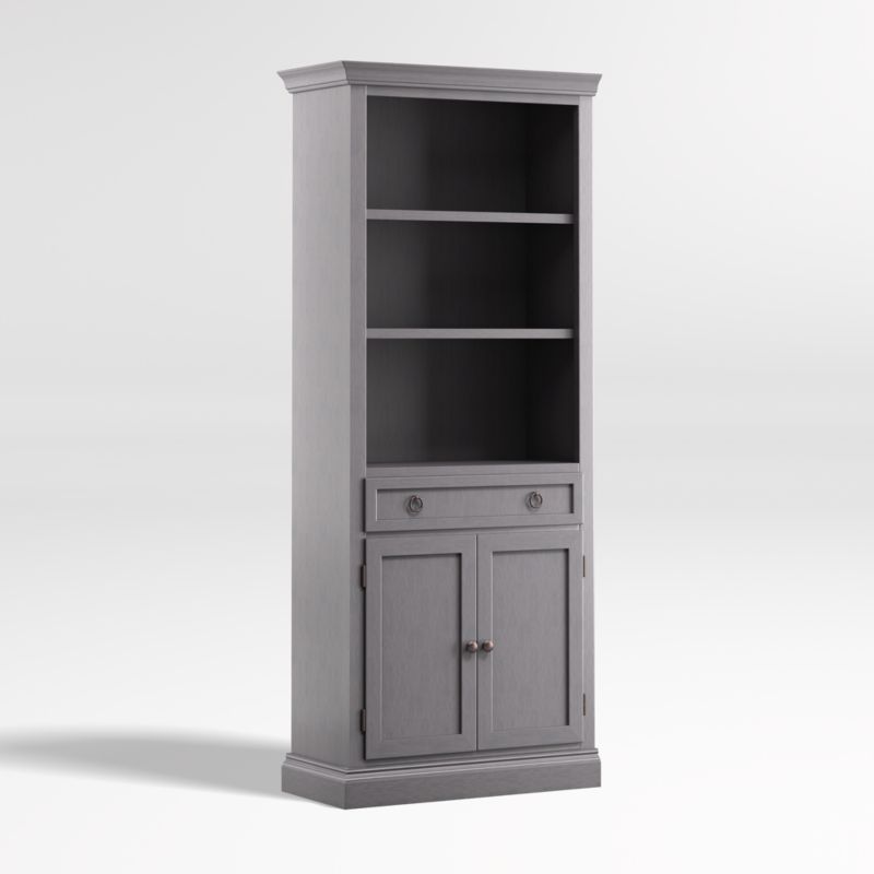 Cameo Dove Grey Storage Bookcase with Left Crown