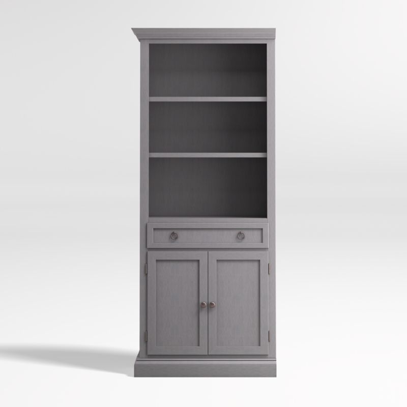 Cameo Dove Grey Storage Bookcase with Left Crown