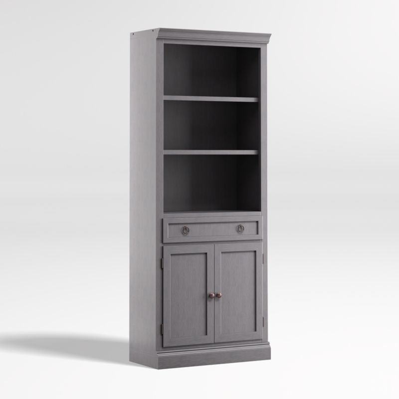 Cameo Dove Grey Storage Bookcase with Middle Crown