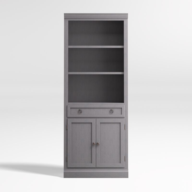 Cameo Dove Grey Storage Bookcase with Middle Crown