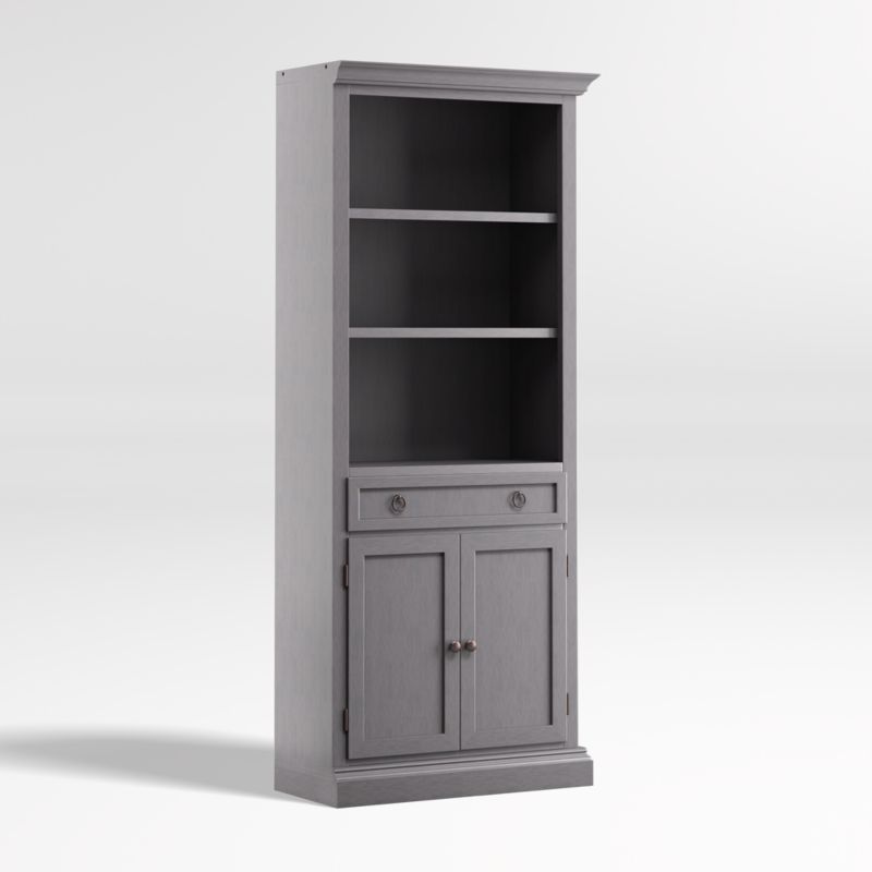Cameo Dove Grey Storage Bookcase with Right Crown