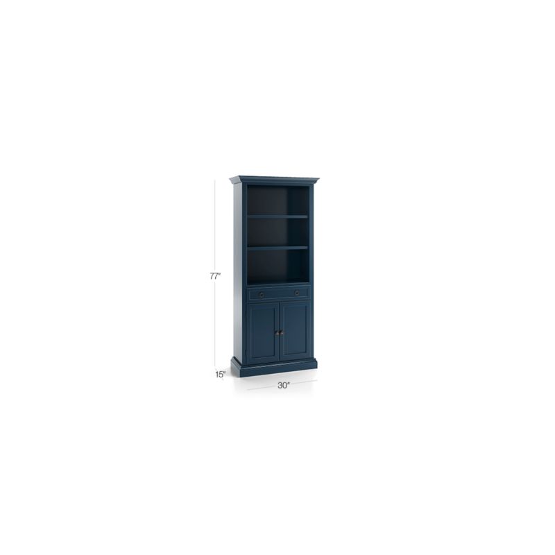 Cameo Indigo Storage Bookcase with Full Crown