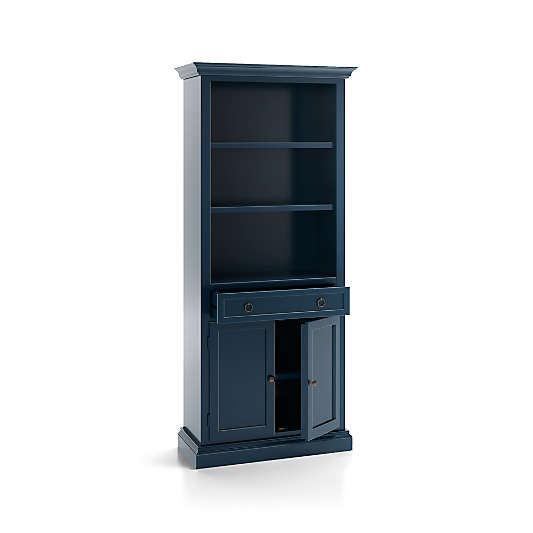 Cameo Indigo Storage Bookcase with Full Crown