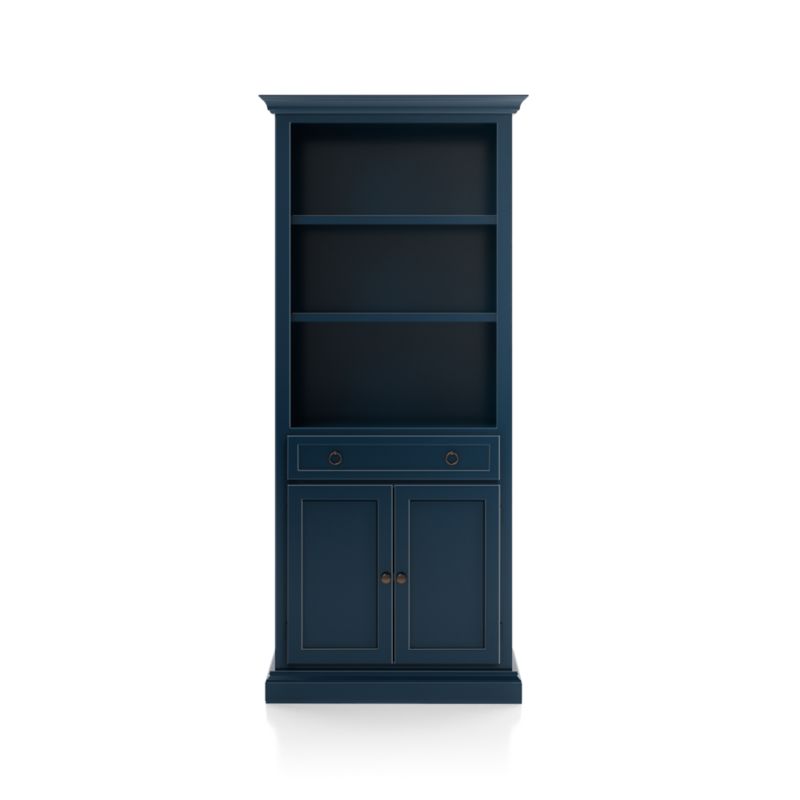 Cameo Indigo Storage Bookcase with Full Crown