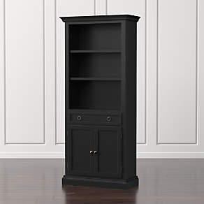 Black bookcase with cabinet discount