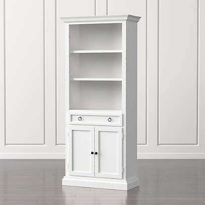 Cameo White Storage Bookcase Crate, Bookcase With Cupboard Base