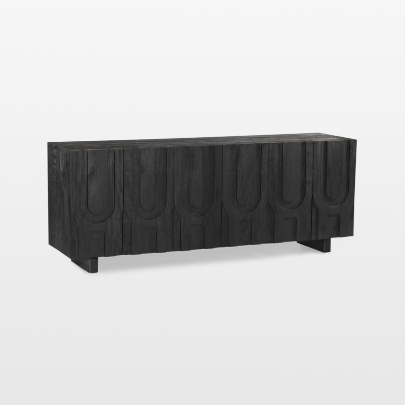 Camila Aged Black Wood Media Console with Storage - image 2 of 8