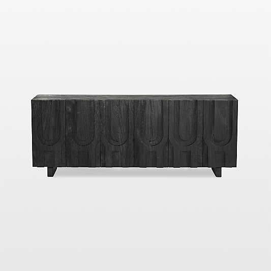 Camila Aged Black Wood Media Console with Storage