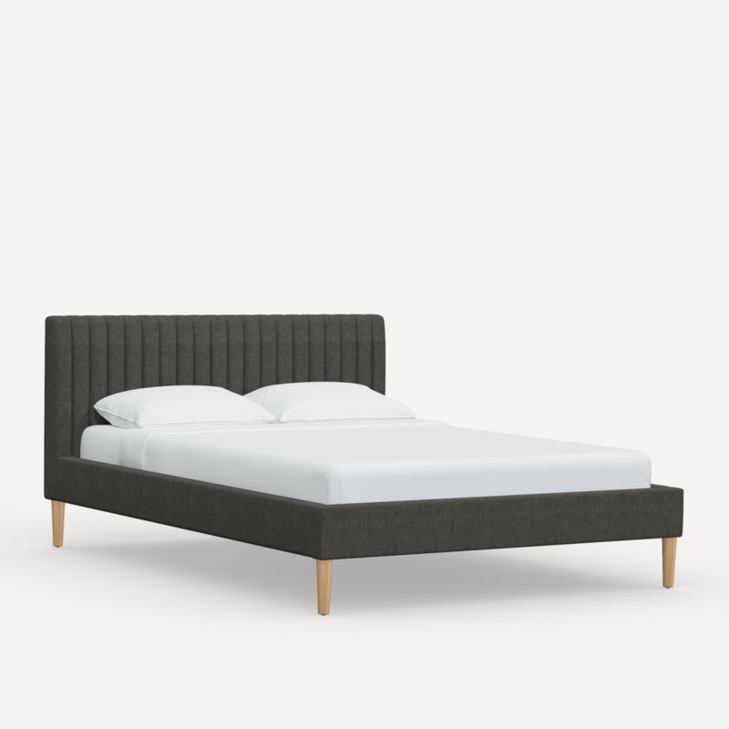 Camilla Full Linen Charcoal Channel Bed - image 2 of 6