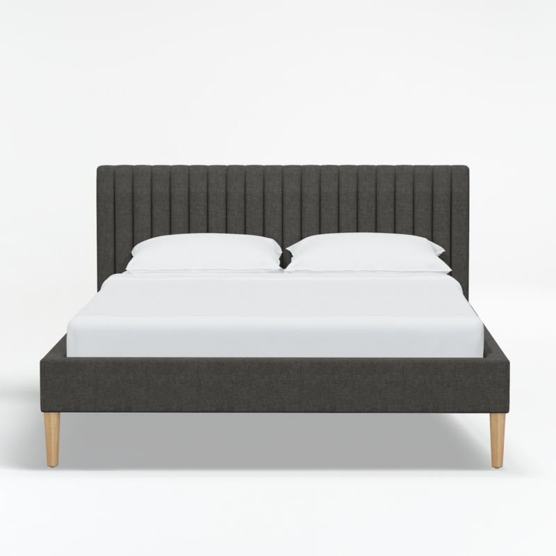 Camilla Full Linen Charcoal Channel Bed - image 0 of 6