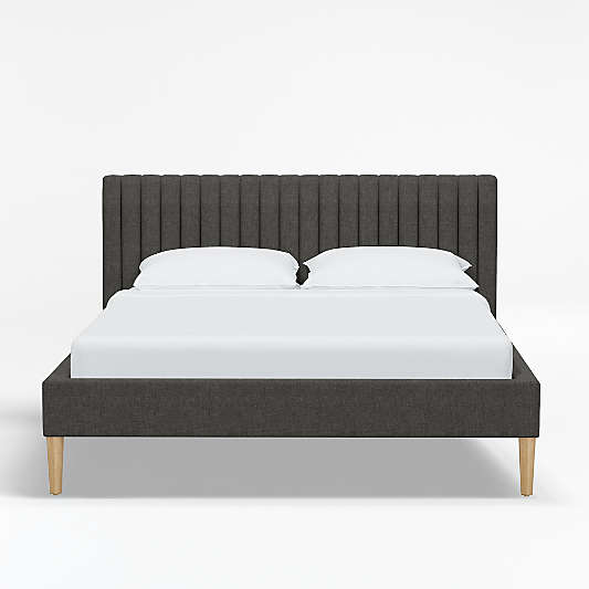 Camilla Full Linen Charcoal Channel Bed