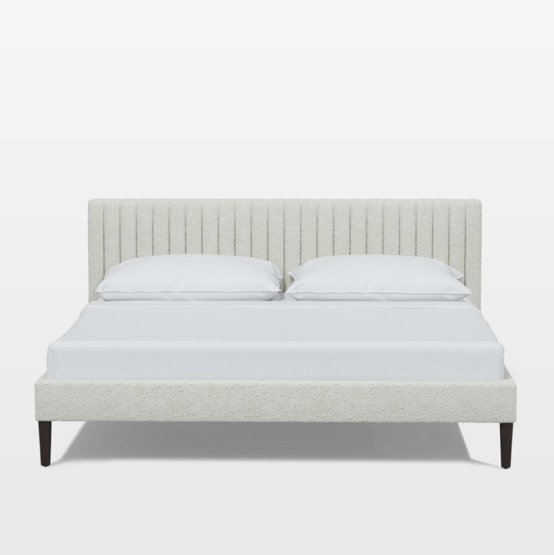 Camilla King White Boucle Channel Bed + Reviews | Crate & Barrel