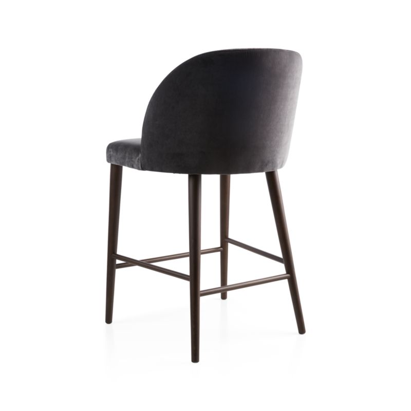 Camille Anthracite Velvet Counter Stool + Reviews | Crate & Barrel