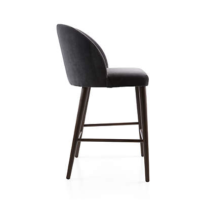 Camille Anthracite Velvet Counter Stool Crate Barrel