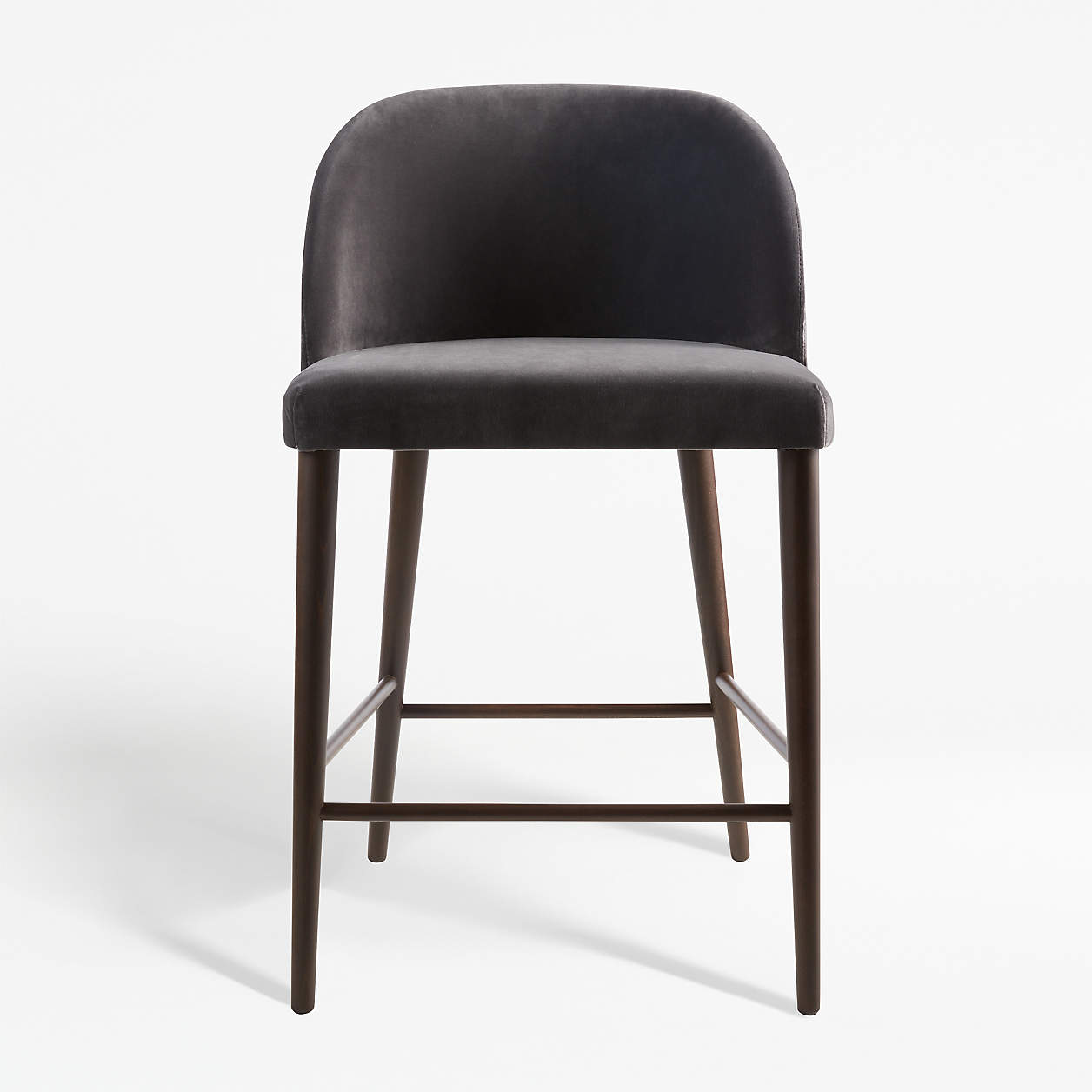 Camille Anthracite Velvet Counter Stool + Reviews Crate & Barrel Canada