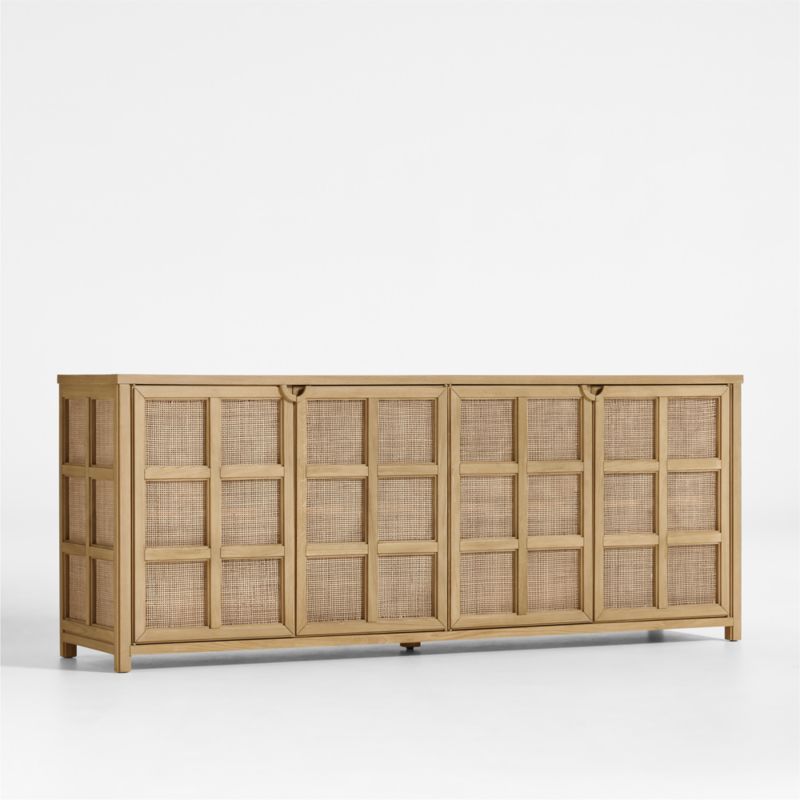 Campagna 76" Rattan and Natural Oak Wood Storage Media Console - image 8 of 14