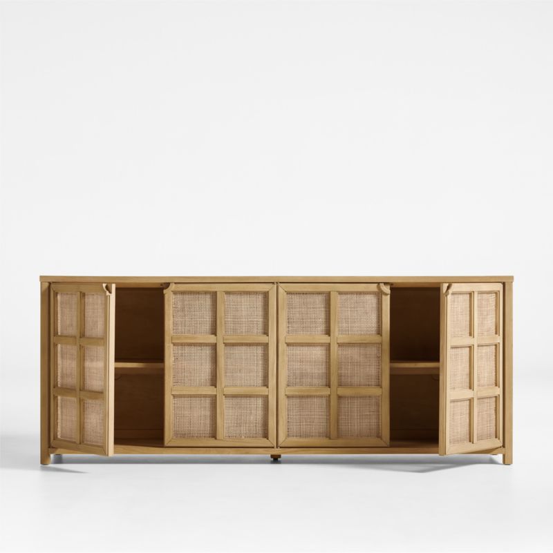 Campagna 76" Rattan and Natural Oak Wood Storage Media Console - image 7 of 14