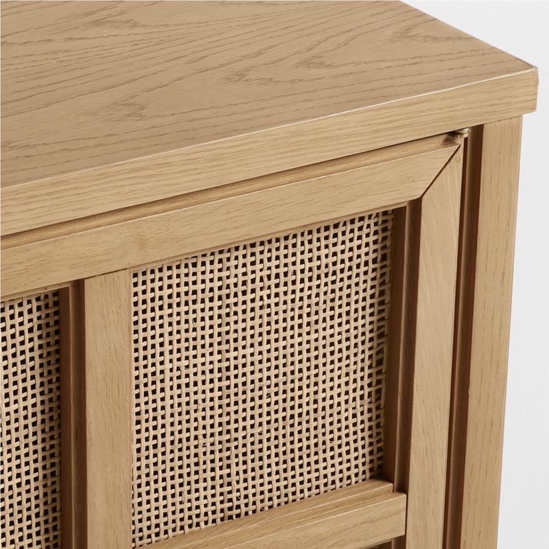 Campagna 94" Rattan and Natural Oak Wood Storage Media Console with 2 Storage Bookcases - image 6 of 8