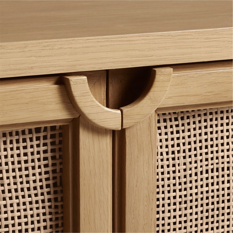 Campagna 94" Rattan and Natural Oak Wood Storage Media Console with 2 Storage Bookcases - image 7 of 8