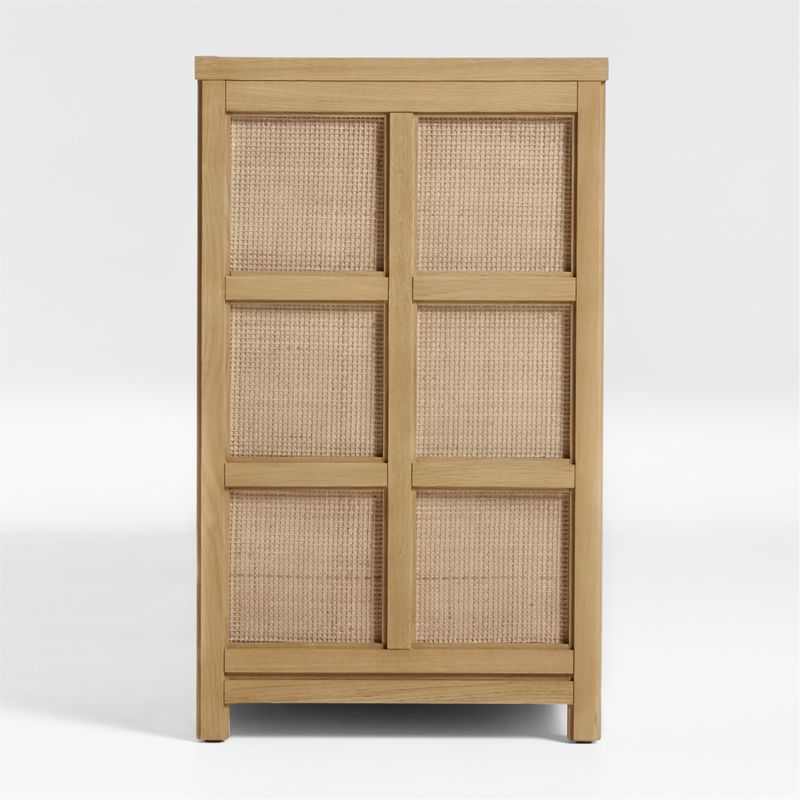 Campagna 94" Rattan and Natural Oak Wood Storage Media Console - image 7 of 12