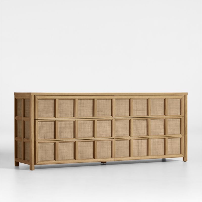 Campagna Rattan and Natural Oak Wood 6-Drawer Dresser - image 4 of 9